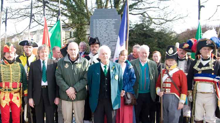  The French Re-Enactors and North Mayo Pikemen at the the Great War Monument in Ballina on St. Patrick's Day. Also included are PJ Clarke, Chairman of Ballina Comrades of the Great War and John Brown, Ballina Brass Band.